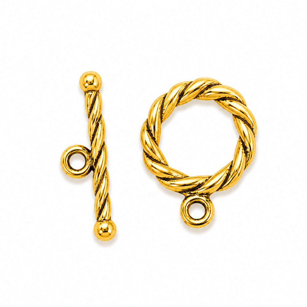 11mm Gold Twisted Toggle Clasp – 18 Sets