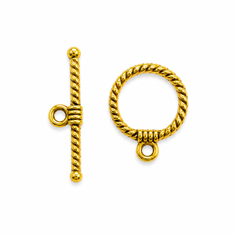 16mm Gold Rope Toggle Clasp – 10 Sets