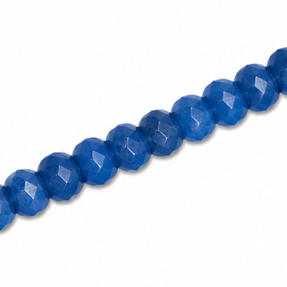 Dyed Jade 6x4mm Faceted Rondelle Dark Blue - Approx. 90pcs
