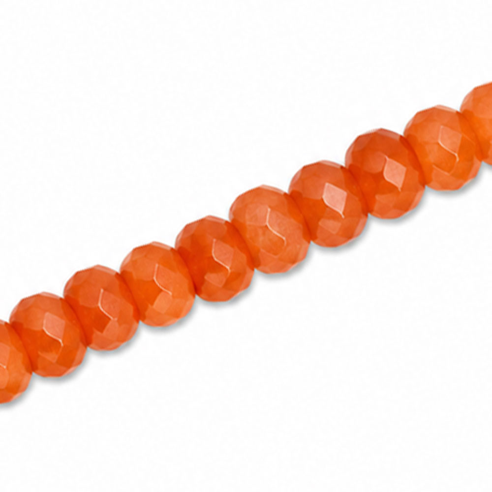 Dyed Jade 6x4mm Faceted Rondelle Orange - Approx. 90pcs