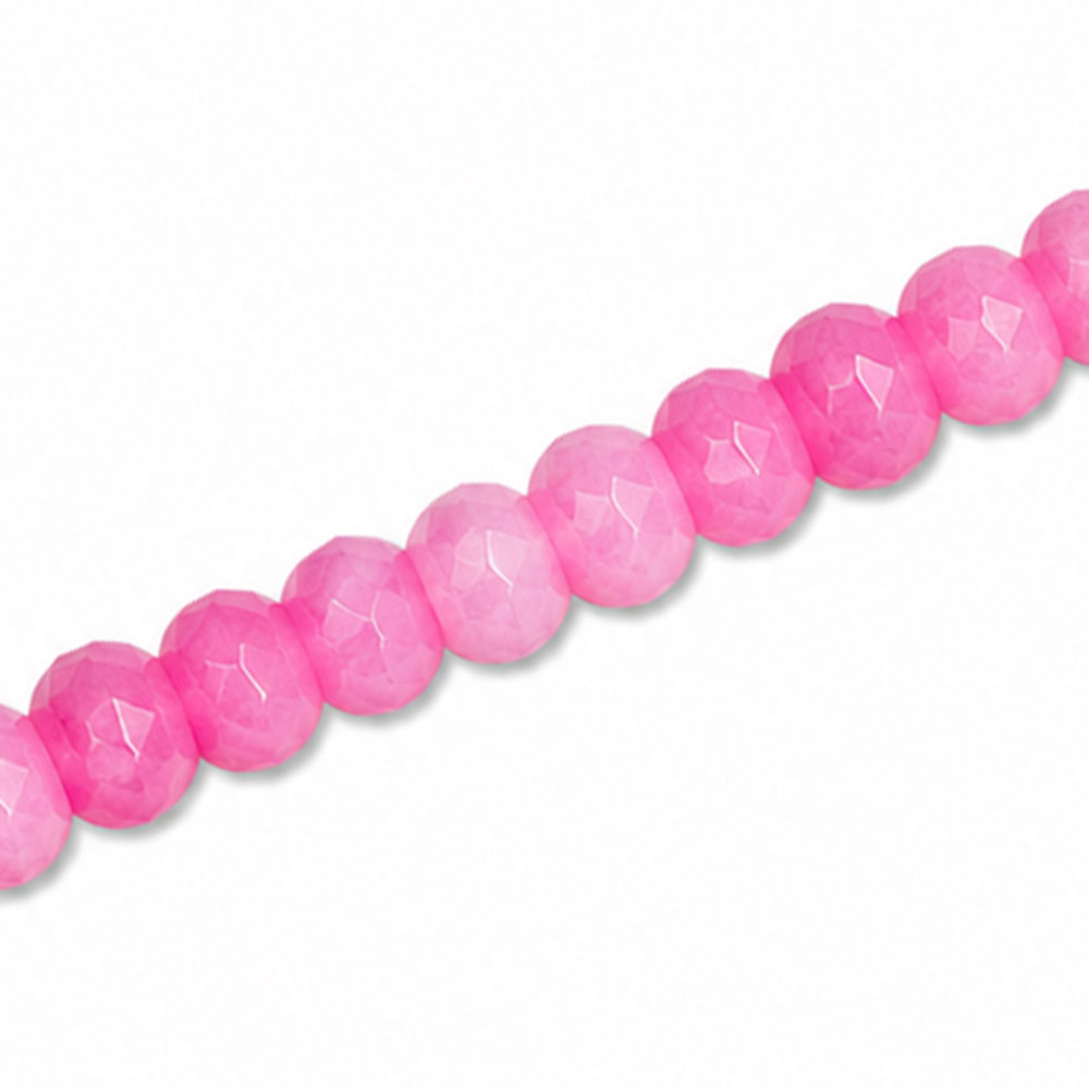 Dyed Jade 6x4mm Faceted Rondelle Pink - Approx. 90pcs
