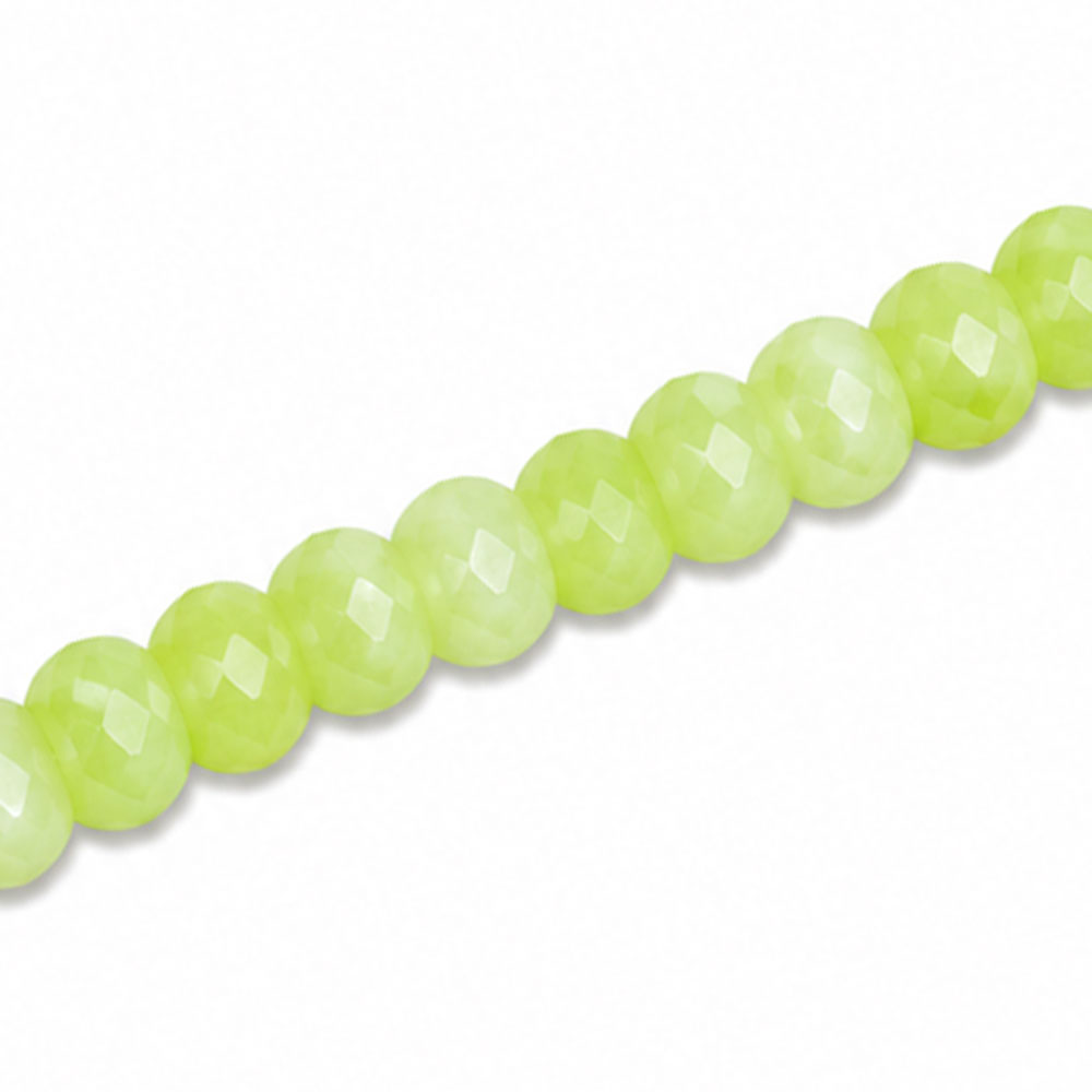 Dyed Jade 6x4mm Faceted Rondelle Yellow-Green - Approx. 90pcs