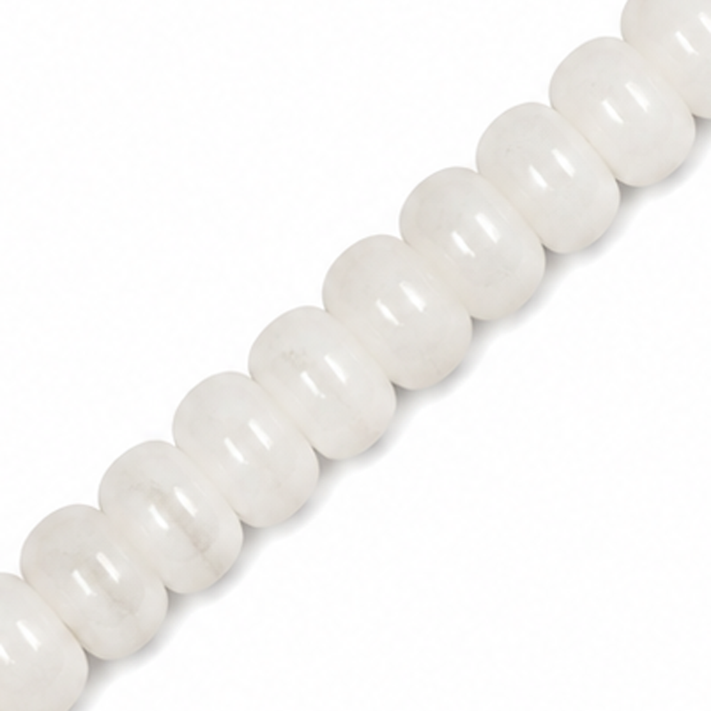 Dyed Jade 6x4mm Smooth Rondelle White - Approx. 90pcs