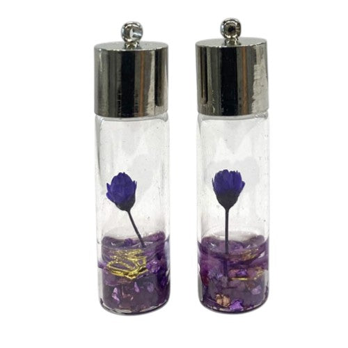 DRIED FLOWER IN GLASS BOTTLE 45MM PURPLE / 2PCS