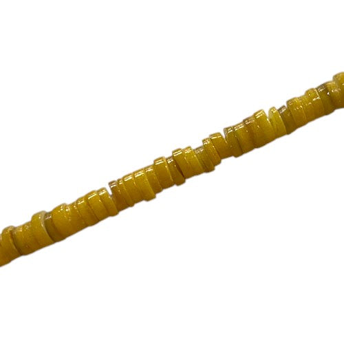 6.5 X 2 MM SHELL BEADS YELLOW - 40 CM STRAND