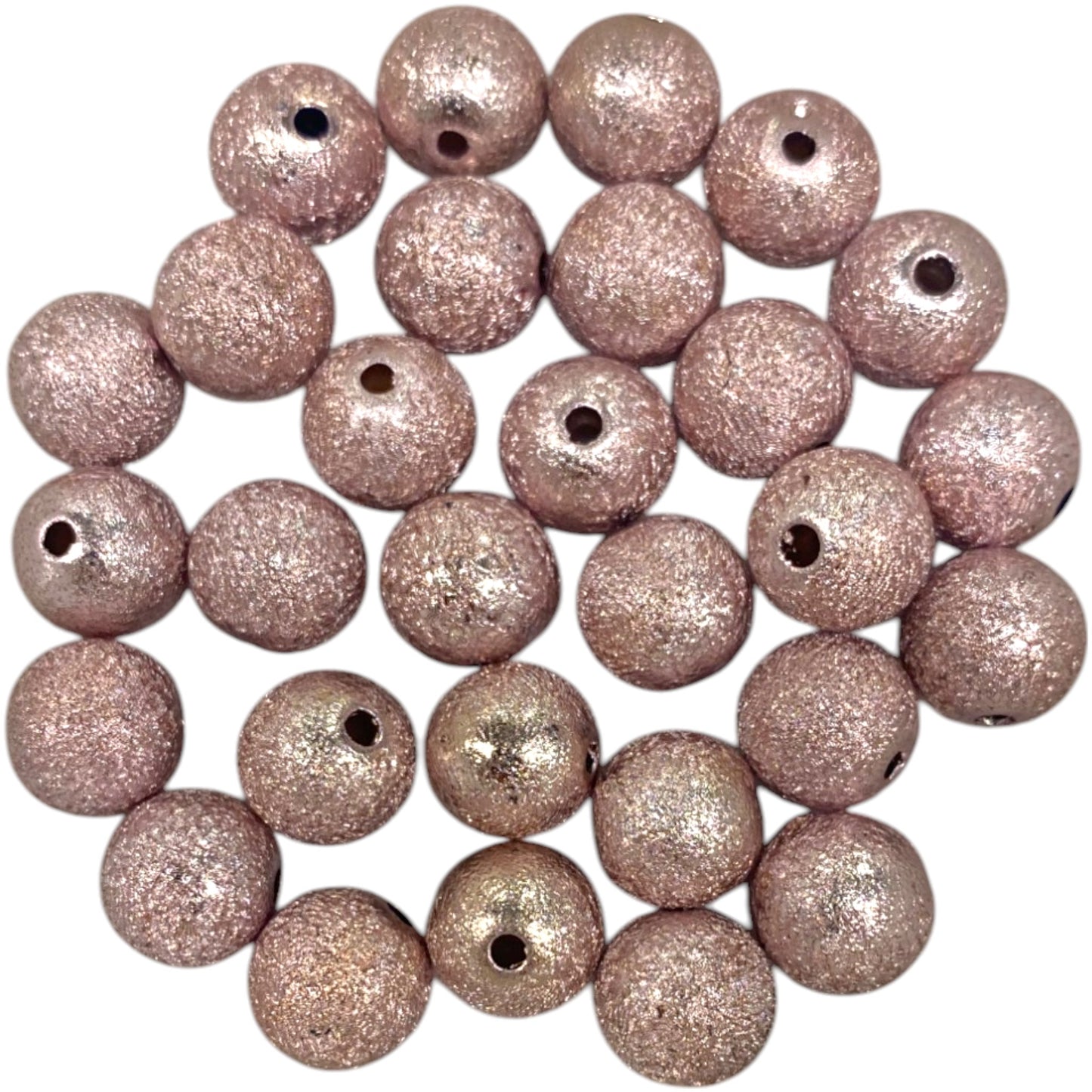 10 MM PINK GLISTENING ROUND BEADS - 29 PCS