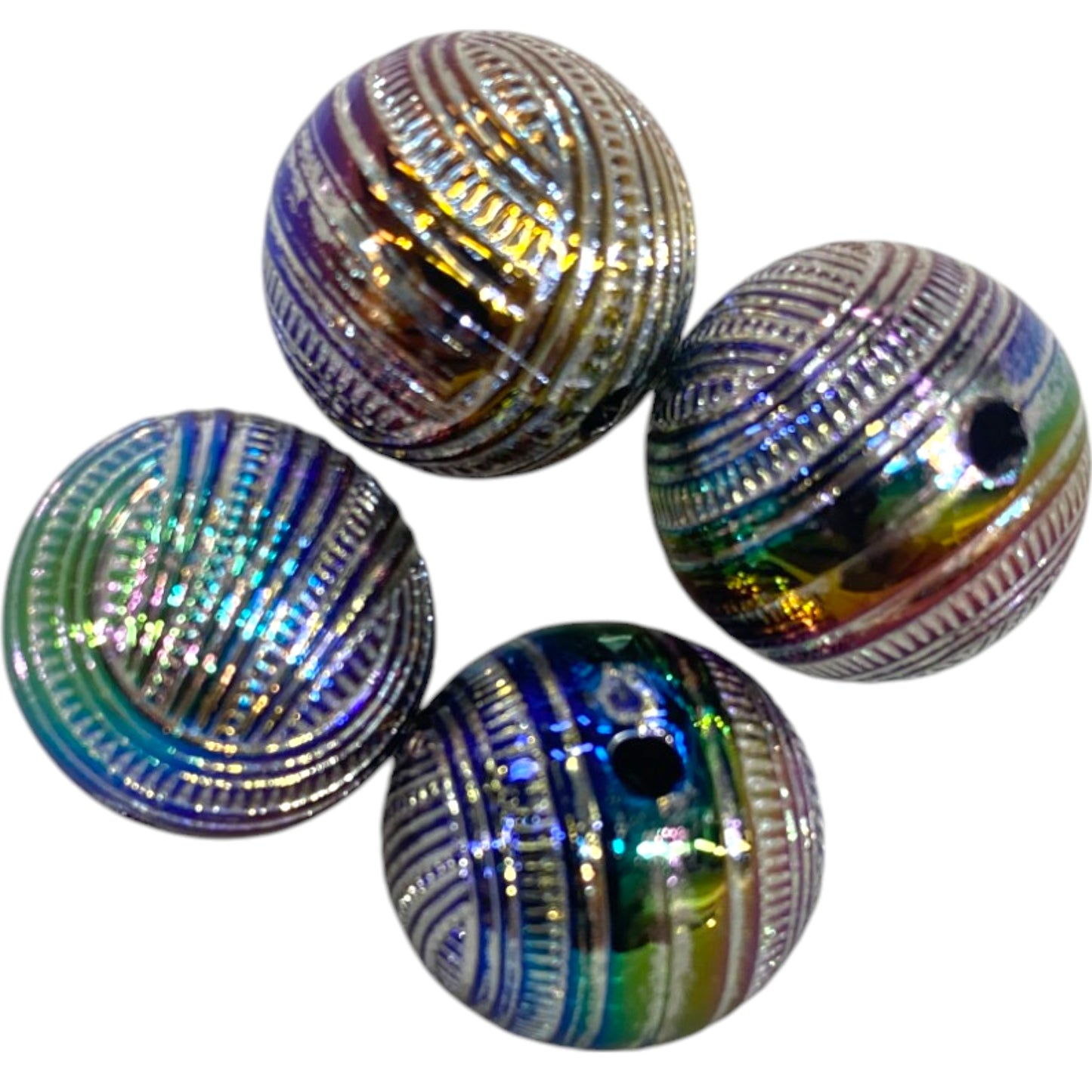 16 MM ROUND RAINBOW BEADS - 4 PCS