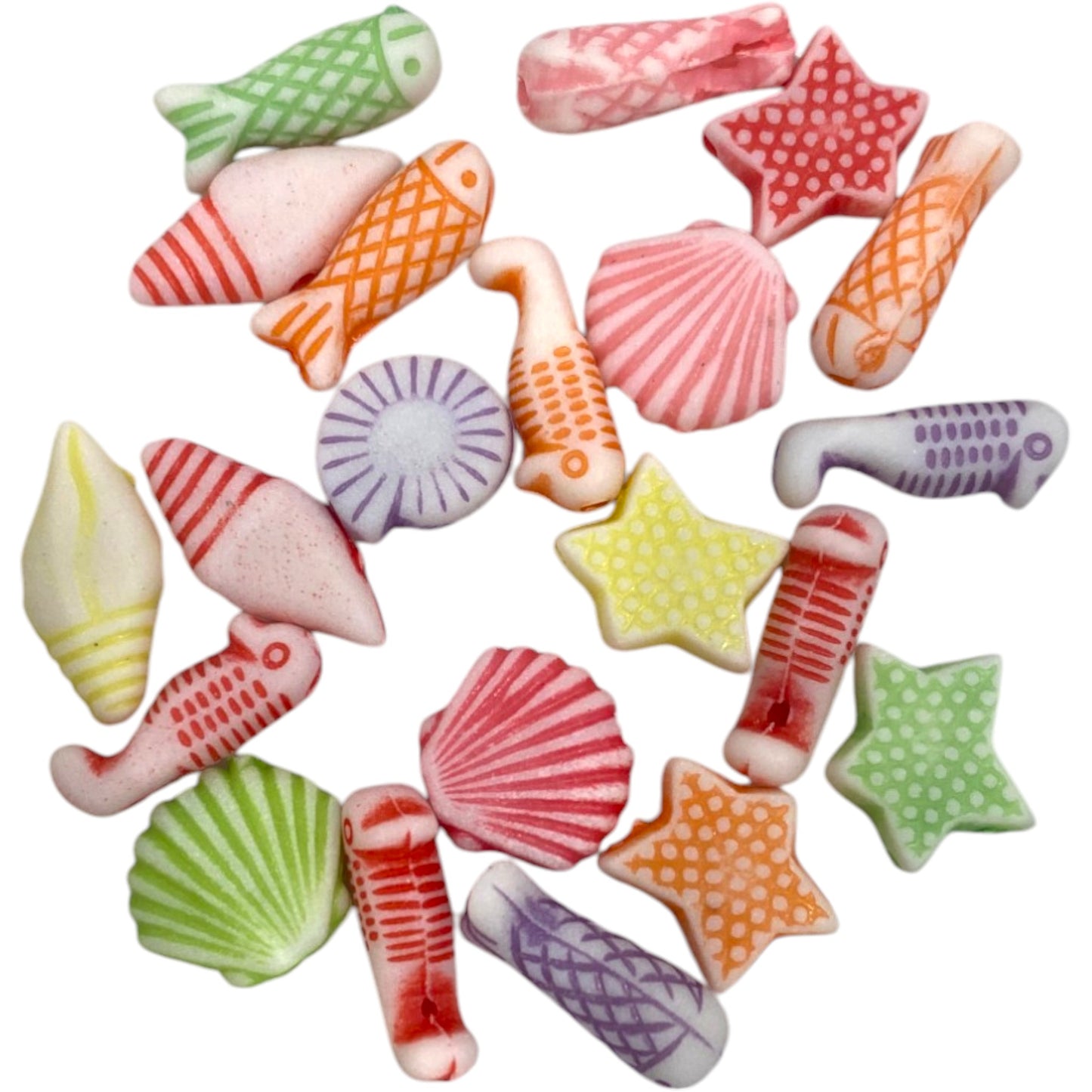 APPROX 10 MM SEA LIFE BEADS - 20 PCS