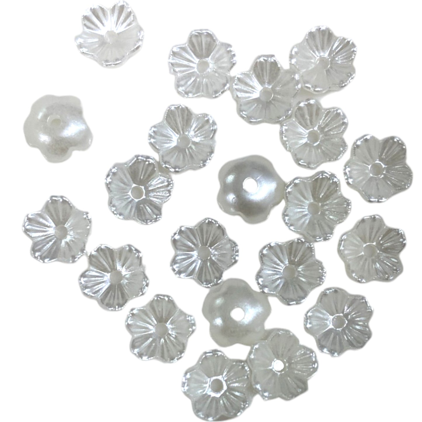 7 MM WHITE 5 LEAF FLOWER - 20 PCS