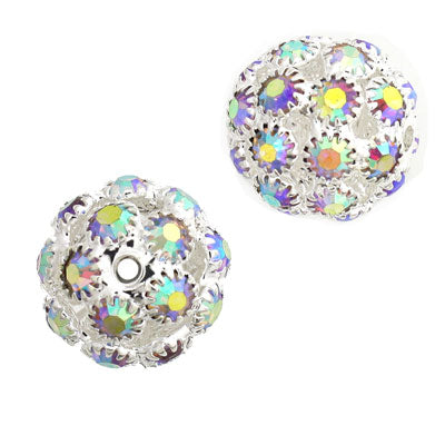 14 mm Round Silver / AB Ball - 1 pc