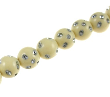 12 MM CREAM SPARKLY BEADS - 25/PCS