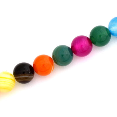 AGATE MIX COLOURS 10 MM ROUND - APPROX - 38 PCS