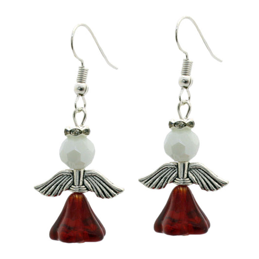 ANGEL EARRINGS RED WHITE AND SILVER KIT