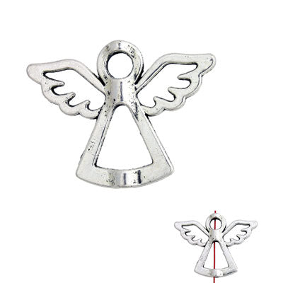 ANGEL CHARM 22 X 28 MM SILVER - 10 PCS