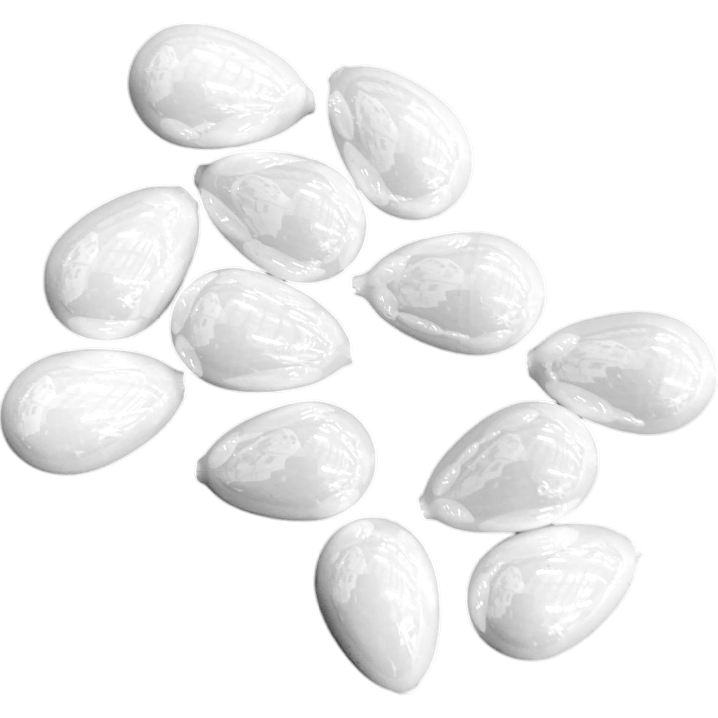 9 X 14 MM WHITE TEAR DROPS - 12 PCS