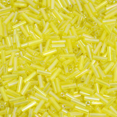 6 - 8 MM BUGLE BEADS - 100 G - YELLOW RAINBOW