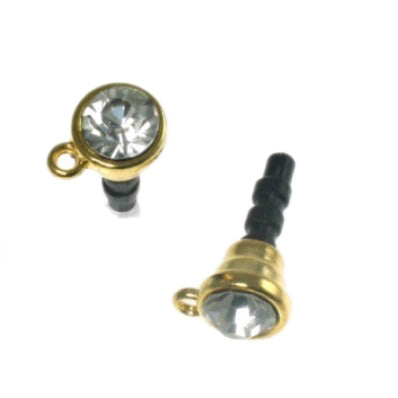 Gold phone plug with diamont'e tip 6pcs