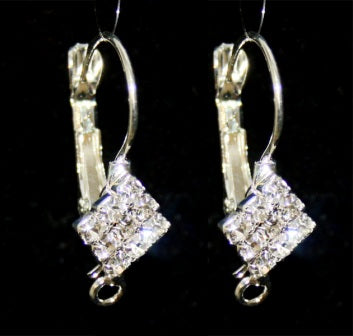 25mm silver diamante ear wires 1 pair