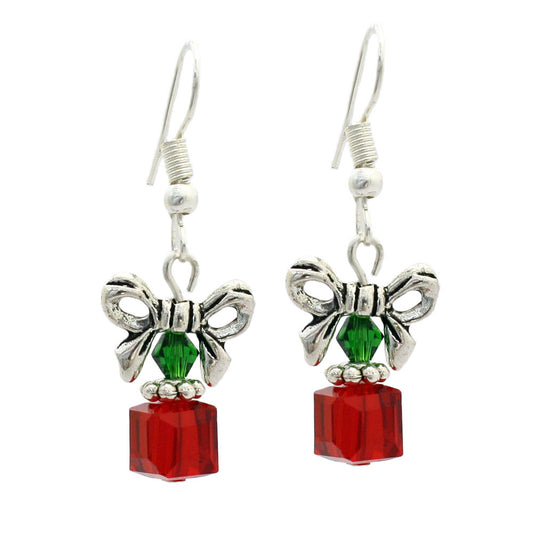 CHRISTMAS BOW EARRINGS RED / SILVER KIT