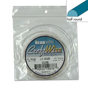 21 Gauge Silver BeadSmith Non-Tarnish 1/2 Round 4 yards