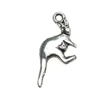 kangaroo charm 26 mm silver - 15 pcs