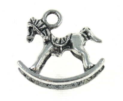 rocking horse charm 20 mm silver - 5 pcs