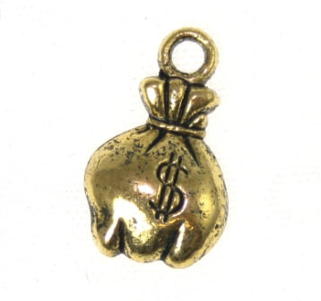money bag charm 12 mm gold - 4 pcs