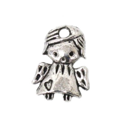 angel charm 14 mm silver - 20 pcs