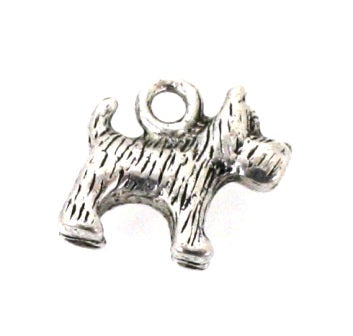 little dog charm 14 mm silver - 10 pcs