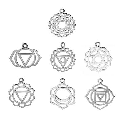 CHAKRA CHARM SET 30 MM SILVER - 7 PCS