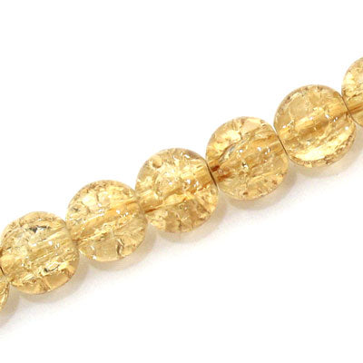 12 MM ROUND GLASS CRACKLE BEADS GOLDEN SHADOW - 65 PCS