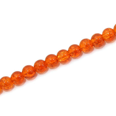 4 MM ROUND GLASS CRACKLE BEADS ORANGE - 200 PCS