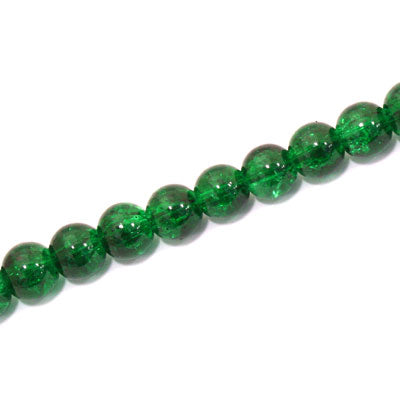 6 MM ROUND GLASS CRACKLE BEADS DARK GREEN - 130 PCS