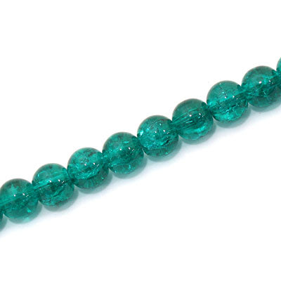 6 MM ROUND GLASS CRACKLE BEADS TEAL - 130 PCS