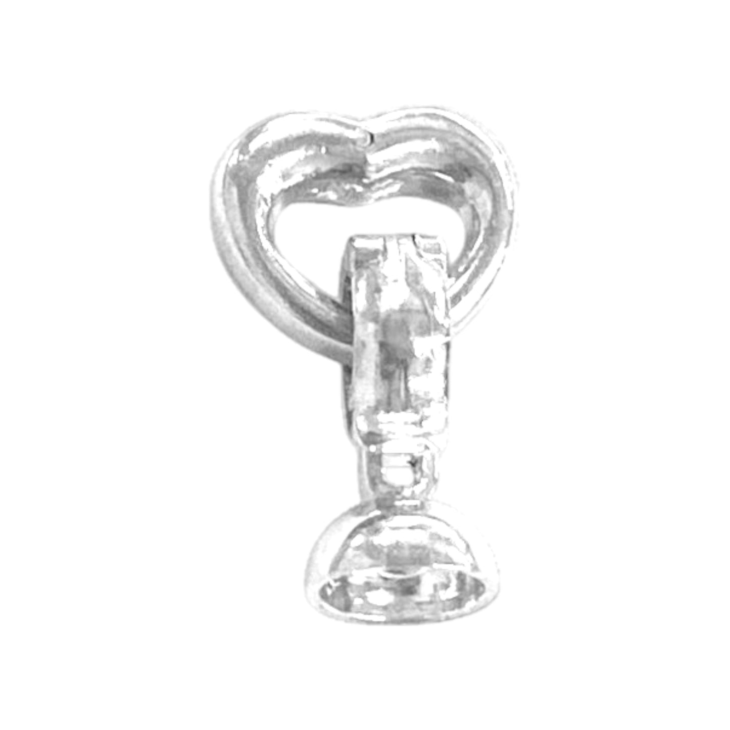 20 X 12 MM SILVER HEART AND CLASP - 1 PCS