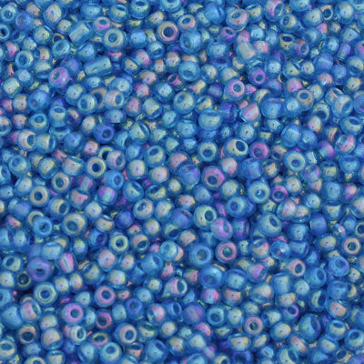 #8/0 SEED BEADS - APPROX 100G - AQUA RAINBOW