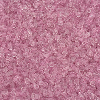 #8/0 SEED BEADS - APPROX 100G - TRANSPARENT PINK