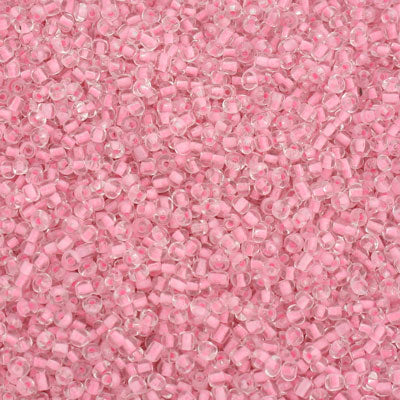 #11/0 SEED BEADS - APPROX 100G - INSIDE COLOUR LINED LIGHT PINK