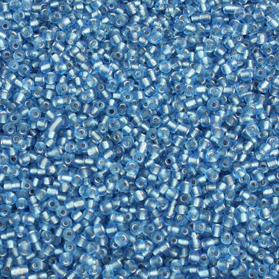 #11/0 SEED BEADS - APPROX 100G - SILVER LINED AQUA