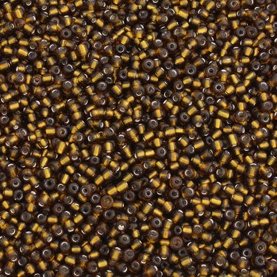 #11/0 SEED BEADS - APPROX 100G - SILVER LINED BROWN