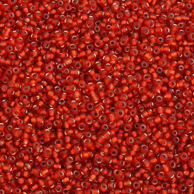 #11/0 SEED BEADS - APPROX 100G - SILVER LINED DARK RED
