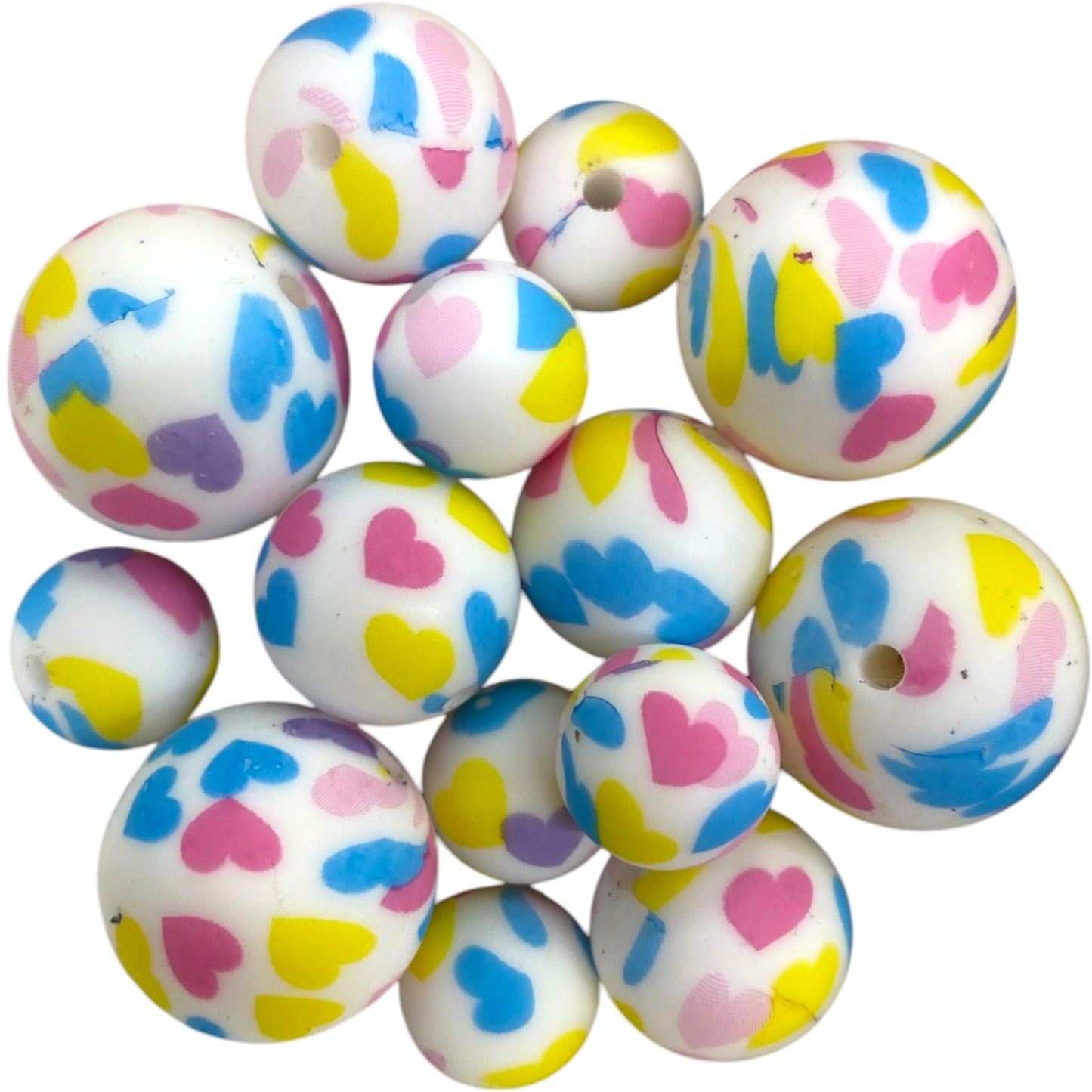 SILICONE BEADS - COLOURFUL HEARTS
