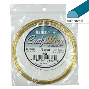 18 GAUGE COPPER HALF ROUND BEADSMITH NON-TARNISH WIRE 7YD