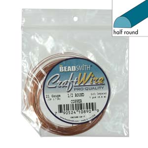 21 GAUGE COPPER HALF ROUND BEADSMITH WIRE 7YD