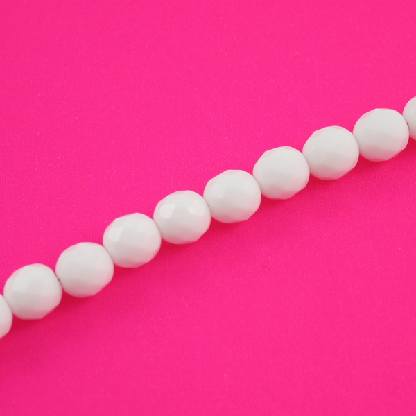 8 MM CZECH FIRE POLISHED - OPAQUE WHITE - 20/PCS