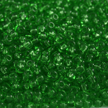 #6/0 ROCAILLES - APPROX 40G - TRANSPARENT GREEN