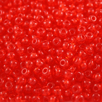 #6/0 ROCAILLES - APPROX 40G - TRANSPARENT LIGHT RED