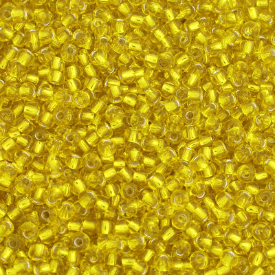 #8/0 ROCAILLES - APPROX 40G - SILVER LINED BRIGHT YELLOW
