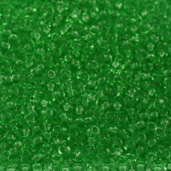 #8/0 ROCAILLES - APPROX 40G - TRANSPARENT GREEN