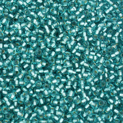#9/0 ROCAILLES - APPROX 40G - SILVER LINED LIGHT TEAL